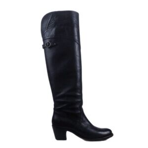 Frye Jane Tall Cuff Riding Boot  Black Leather Size W 6.5 B 77596 EUC